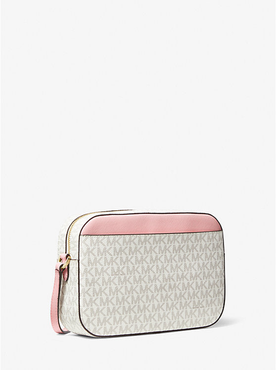 Jet Set Large Logo Crossbody Bag Vainilla con Rosado