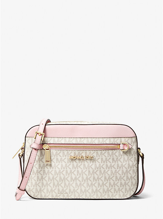 Jet Set Large Logo Crossbody Bag Vainilla con Rosado