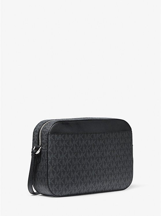 Crossbody Michael Kors Negro monogram con cadena plateada