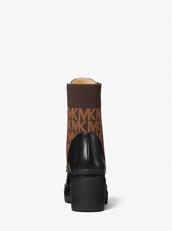 Bota de Combate de Cuero Brea y Jacquard Michael Kors